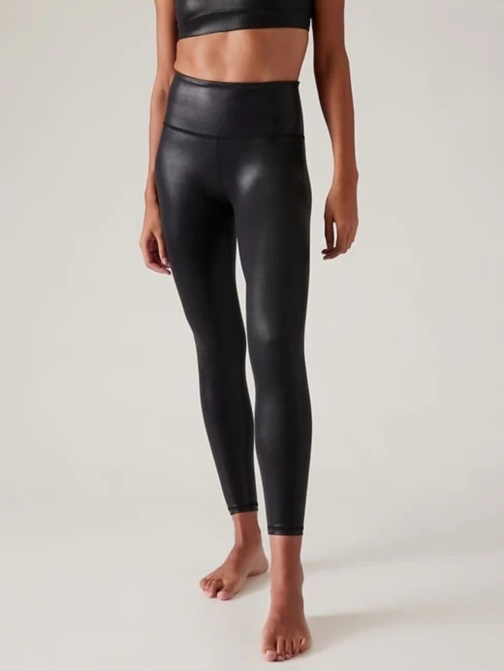 Athleta Black High-Waisted Shiny Leggings